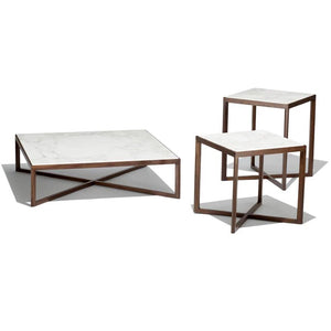 Krusin Square Side Table With Walnut Base - 18" H side/end table Knoll 