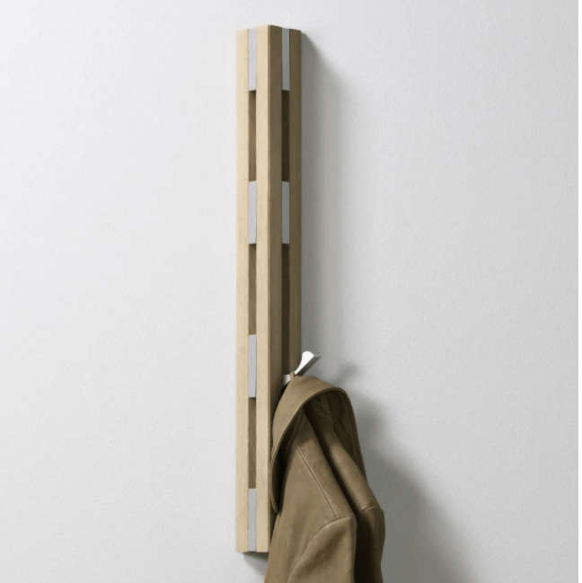 Knax Vertical 8 Hook Coat Rack Coat Hooks Loca 8 hook soaped oak aluminum