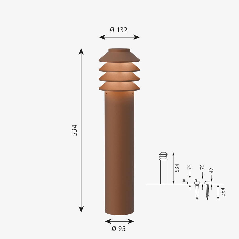 Bysted Garden LED Long Bollard Outdoor Lighting Louis Poulsen 