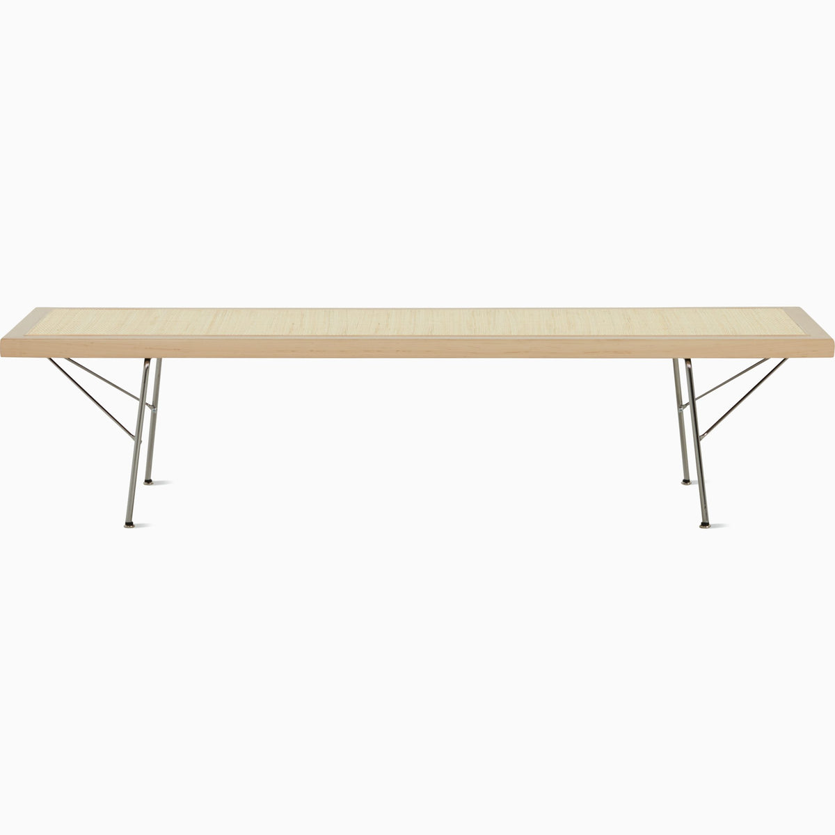 Nelson Cane Bench Benches herman miller 60 Inch Natural Maple Trivalent Chrome