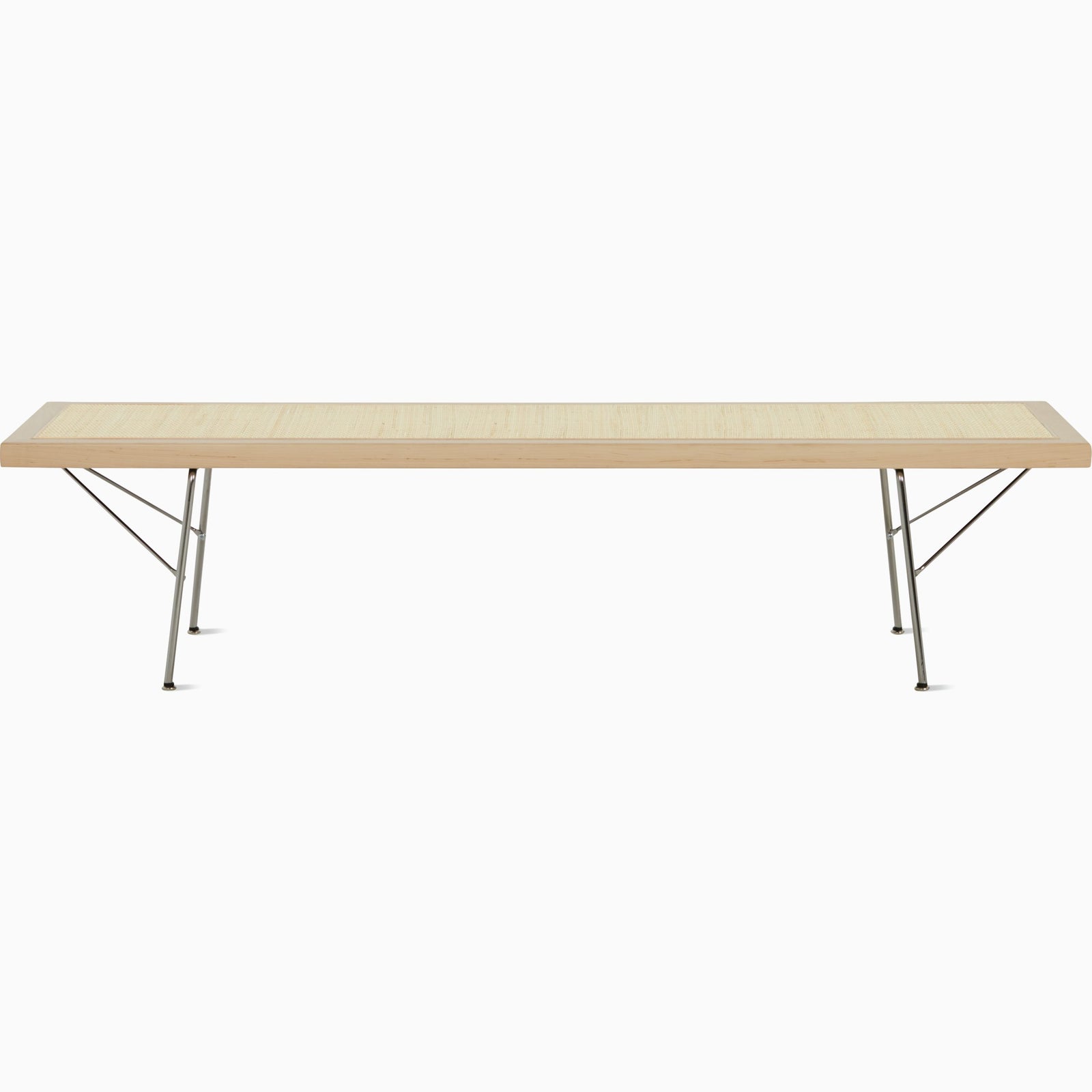 Nelson Cane Bench Benches herman miller 60 Inch Natural Maple Trivalent Chrome