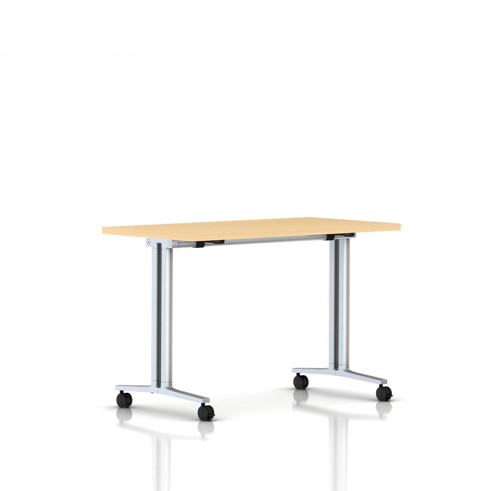 Everywhere Flip-Top Table Desk's herman miller 48-inches Wide Natural Maple Laminate Metallic Silver