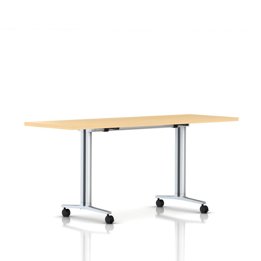 Everywhere Flip-Top Table Desk's herman miller 72-inches Wide - Add $61.00 Natural Maple Laminate Metallic Silver