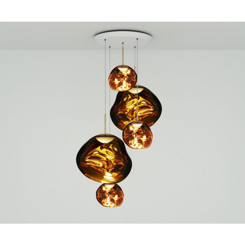 Melt LED Large Round Pendant Light suspension lamps Tom Dixon Gold 