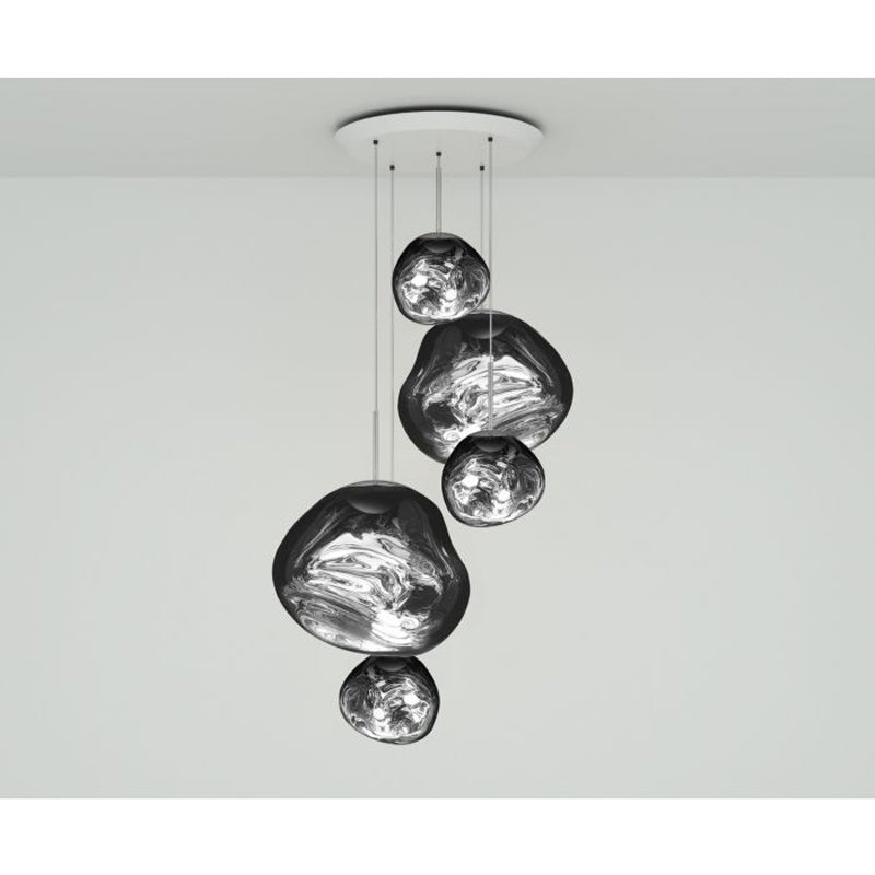 Melt LED Large Round Pendant Light suspension lamps Tom Dixon Silver 