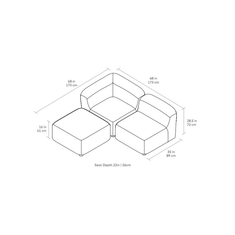 Circuit Modular 3 Piece Sectional Sofa Gus Modern 