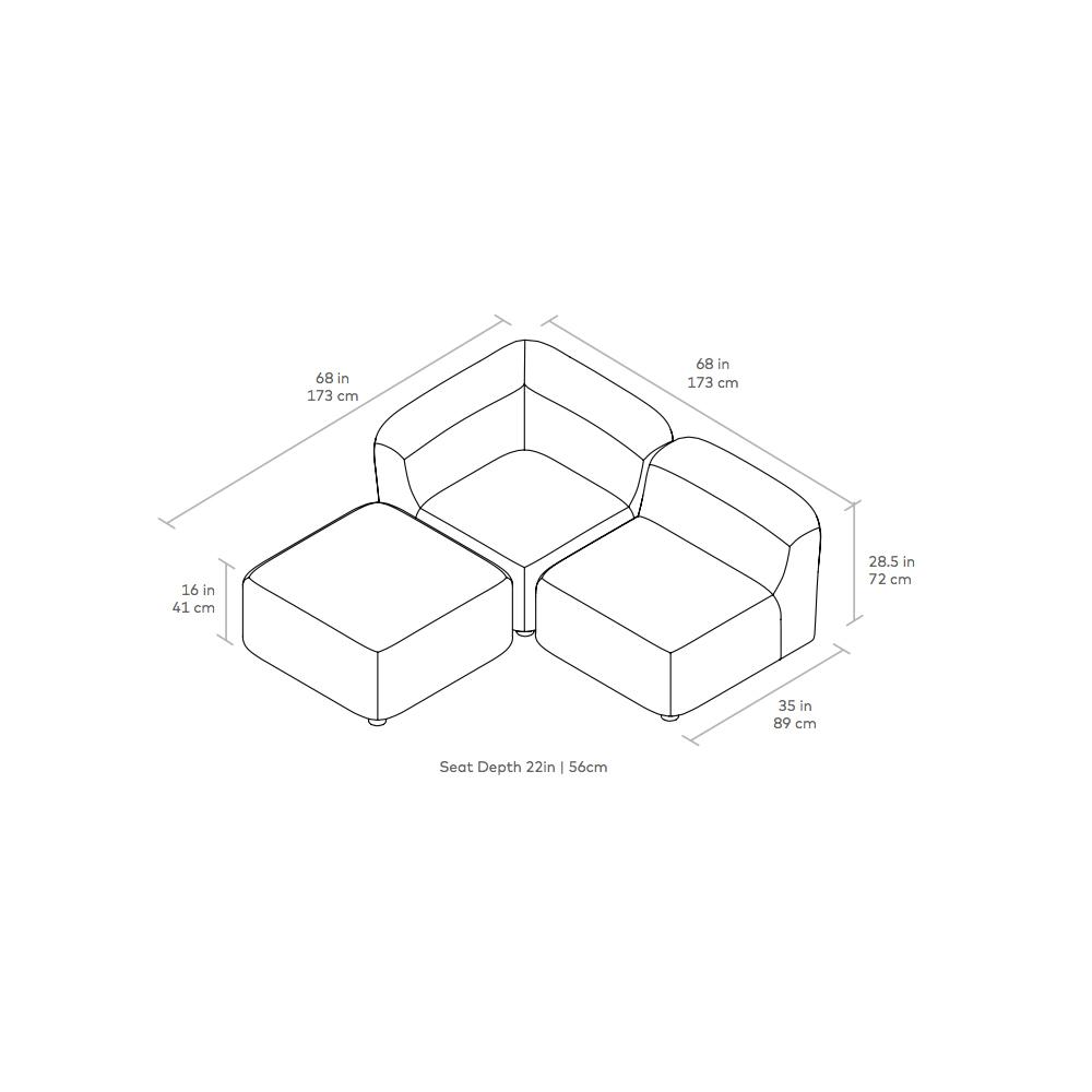 Circuit Modular 3 Piece Sectional Sofa Gus Modern 