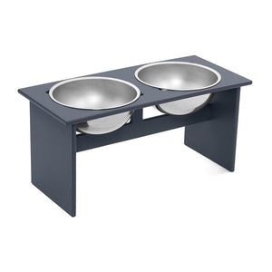 Minimalist Double Dog Bowl Stools Loll Designs Charcoal Grey Large: 23.25 In Width 
