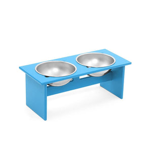 Minimalist Double Dog Bowl Stools Loll Designs Sky Blue Medium: 20 In Width 