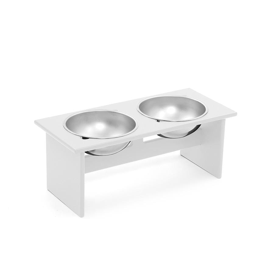 Minimalist Double Dog Bowl Stools Loll Designs Cloud White Medium: 20 In Width 