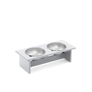 Minimalist Double Dog Bowl Stools Loll Designs Driftwood Small: 17 In Width 