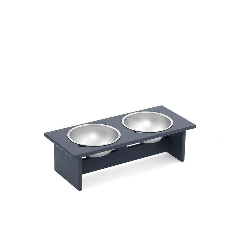 Minimalist Double Dog Bowl Stools Loll Designs Charcoal Grey Small: 17 In Width 