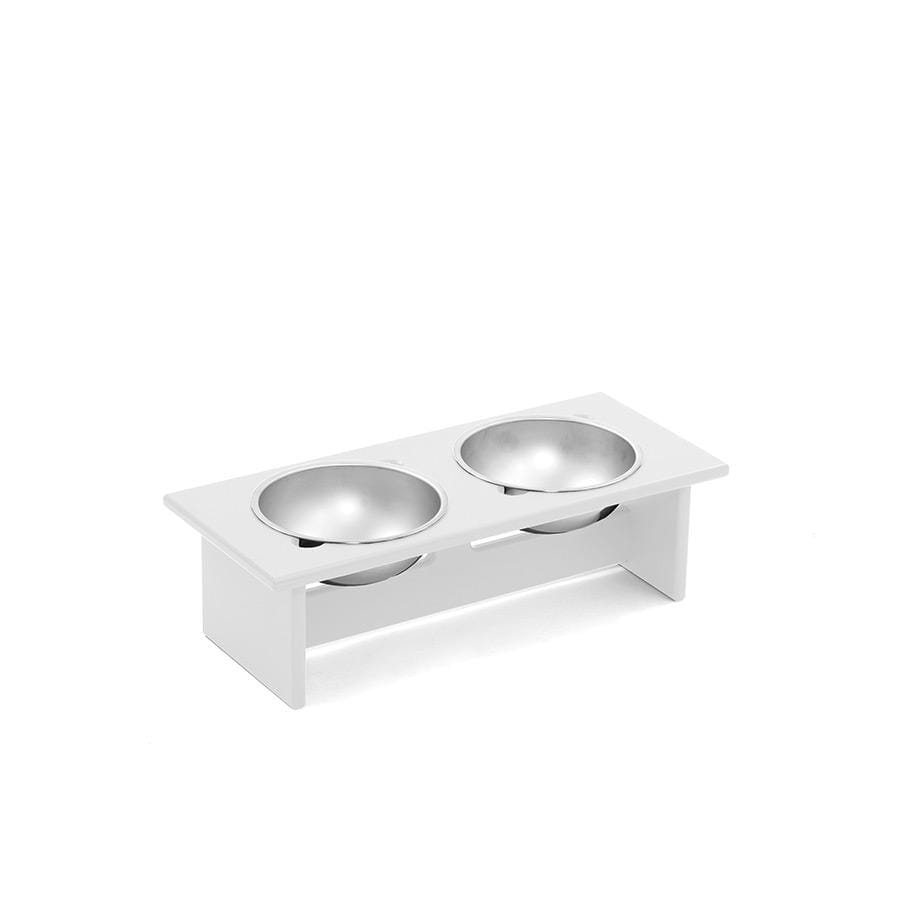 Minimalist Double Dog Bowl Stools Loll Designs Cloud White Small: 17 In Width 