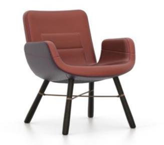 East River Lounge Chair lounge chair Vitra Leather combination warm Dark oak with protective varnish 