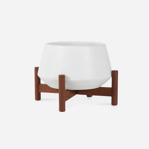 Case Study Ceramic Diamond Table Top with Wood Stand Outdoors Modernica White 