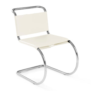MR Chair Armless with Leather Sling Seat Side/Dining Knoll White Beige Leather 