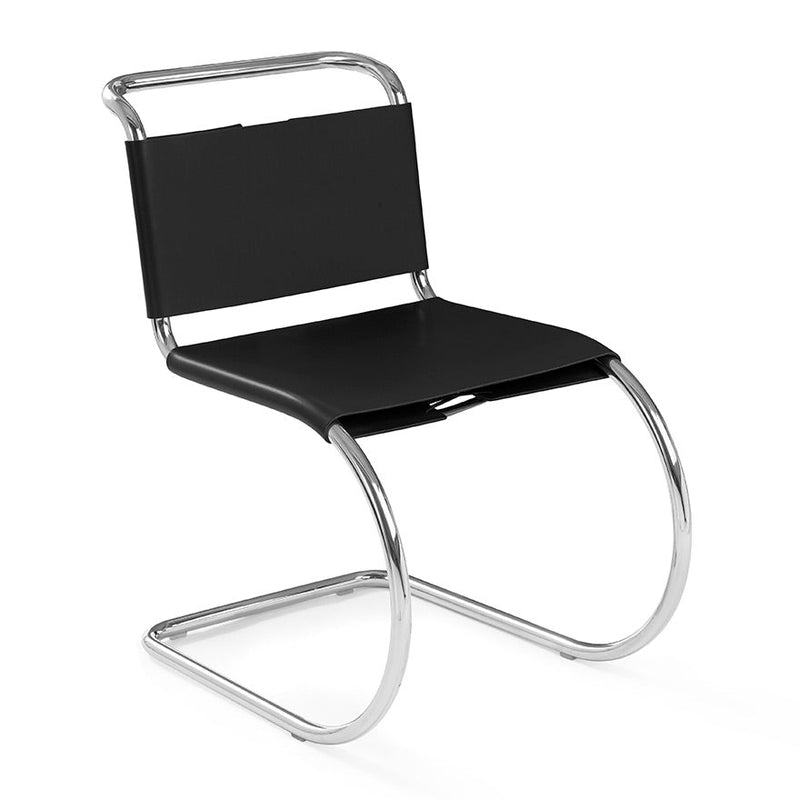 MR Chair Armless with Leather Sling Seat Side/Dining Knoll Black Leather 