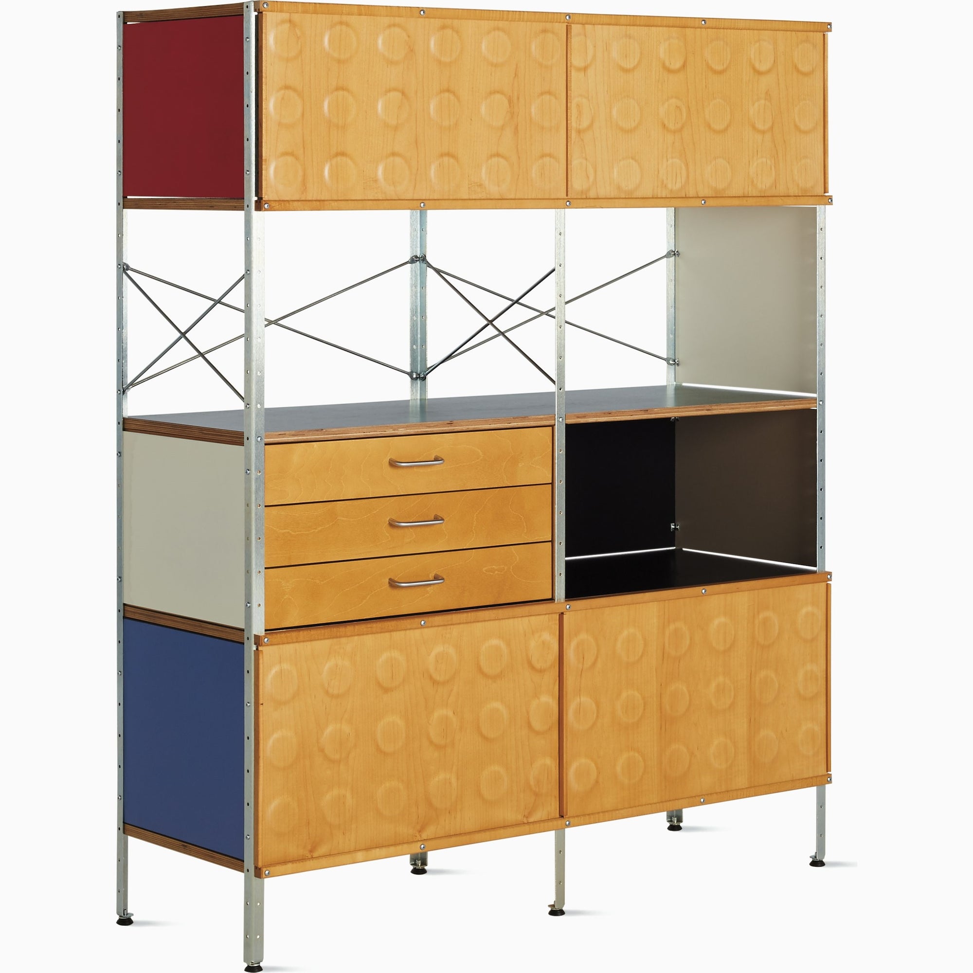 Eames ESU420 by Herman Miller / Eames Storage Unit storage herman miller Vibrant Colors Zinc Plated Frame 