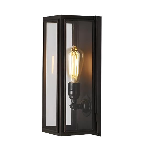 Narrow Box Wall Light Wall Lights Original BTC Weathered Brass Clear Glass (Externally Glazed) 