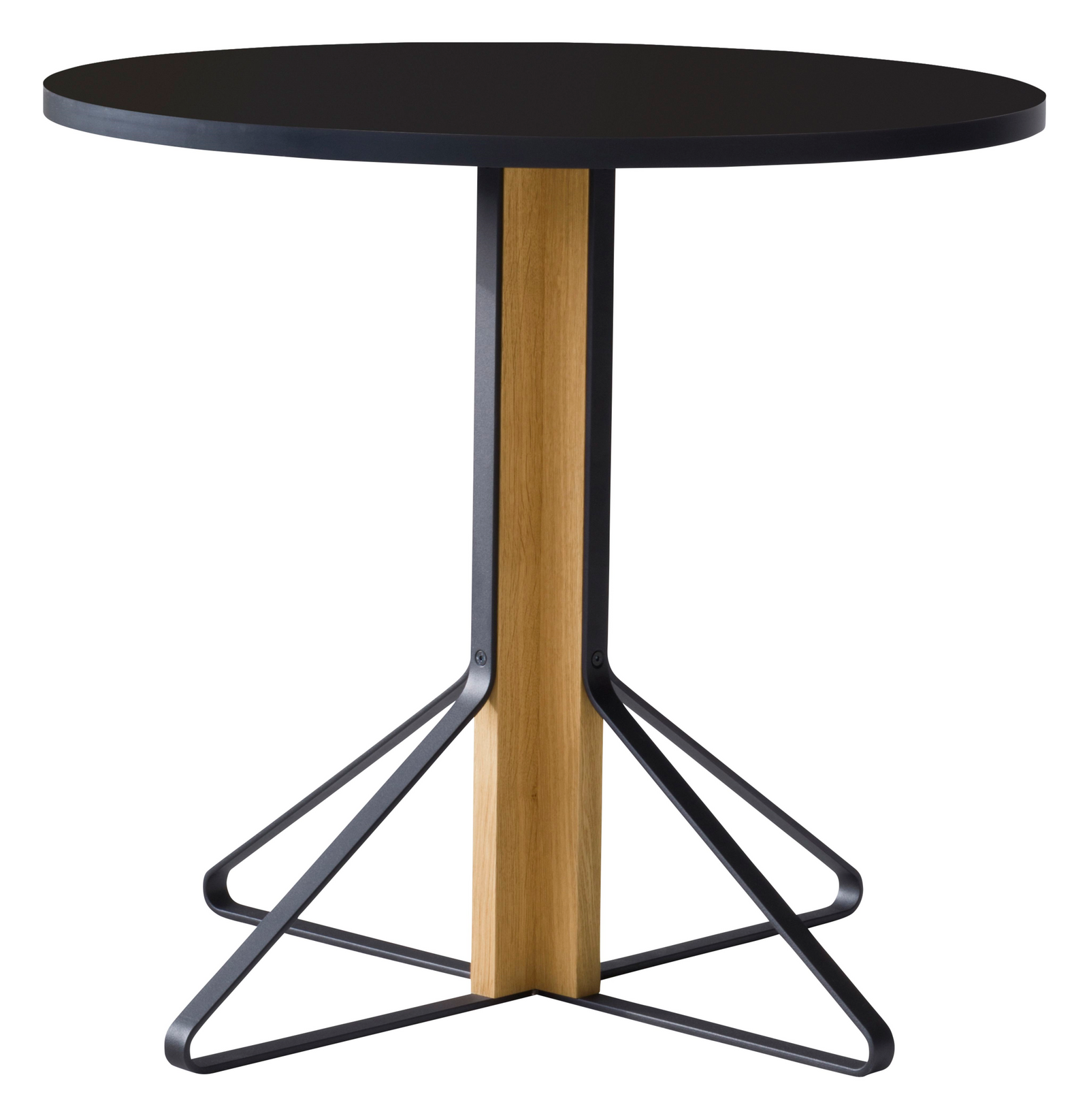 REB004 Kaari Round Dining Table Dining Tables Artek HPL, high-gloss black Natural oak, protective varnish 