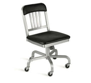 Navy Semi-Upholstered Swivel Side Chair task chair Emeco Brushed 