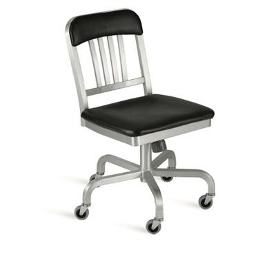 Navy Semi-Upholstered Swivel Side Chair task chair Emeco Brushed 