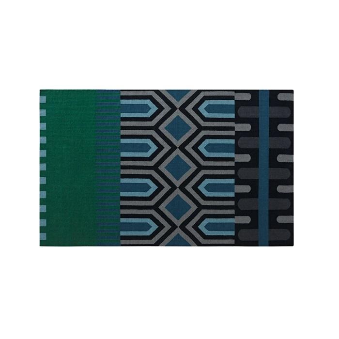 Ndebele Rug Rug Gan Green 5’7" x 7’11" 