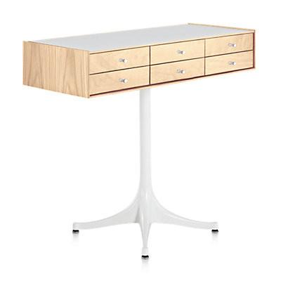 Nelson Miniature Chest 6 Drawer With Pedestal storage herman miller White Ash +$100.00 Studio White Polished Aluminum