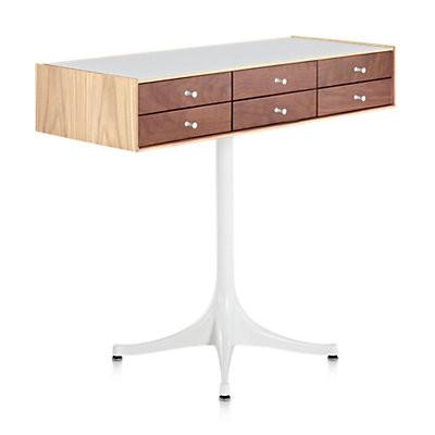 Nelson Miniature Chest 6 Drawer With Pedestal storage herman miller White Ash and Walnut +$100.00 Studio White Polished Aluminum