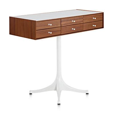 Nelson Miniature Chest 6 Drawer With Pedestal storage herman miller Teak +$500.00 Studio White Polished Aluminum