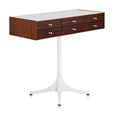 Nelson Miniature Chest 6 Drawer With Pedestal storage herman miller Teak and Dark Brown Teak +$500.00 Studio White Polished Aluminum