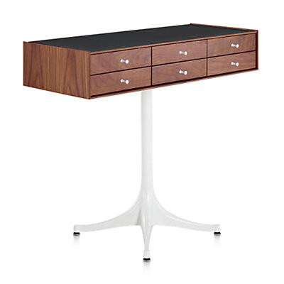Nelson Miniature Chest 6 Drawer With Pedestal storage herman miller Walnut Black Studio White