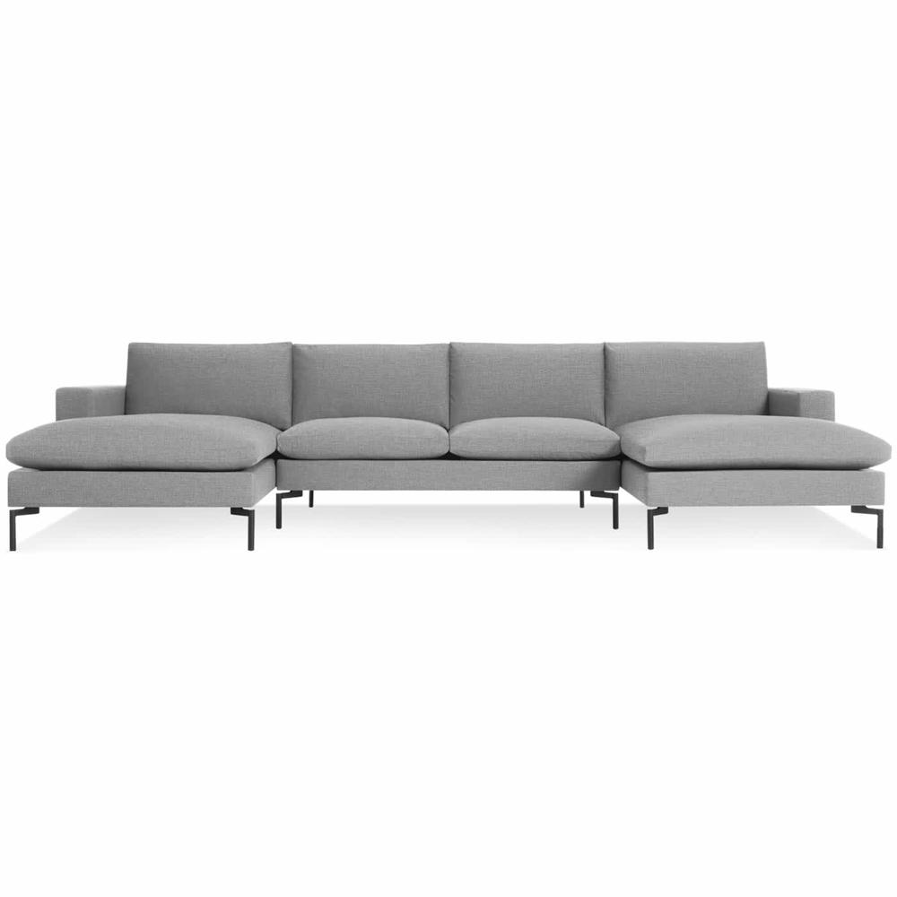 New Standard Sectional - U-Shaped Sofa BluDot Nixon Blue - Black Legs 