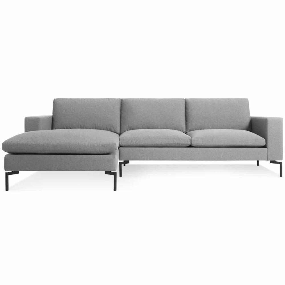 New Standard Sofa with Arm Chaise Sofa BluDot Left Spitzer Grey - Black Legs 