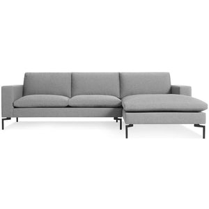New Standard Sofa with Arm Chaise Sofa BluDot Right Spitzer Grey - Black Legs 