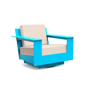 Nisswa Lounge Swivel Chair lounge chairs Loll Designs Sky Blue Canvas Flax 