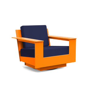Nisswa Lounge Swivel Chair lounge chairs Loll Designs Sunset Orange Canvas Navy 
