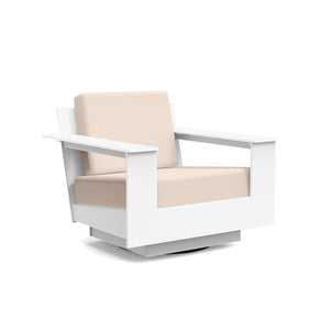 Nisswa Lounge Swivel Chair lounge chairs Loll Designs Cloud White Canvas Flax 