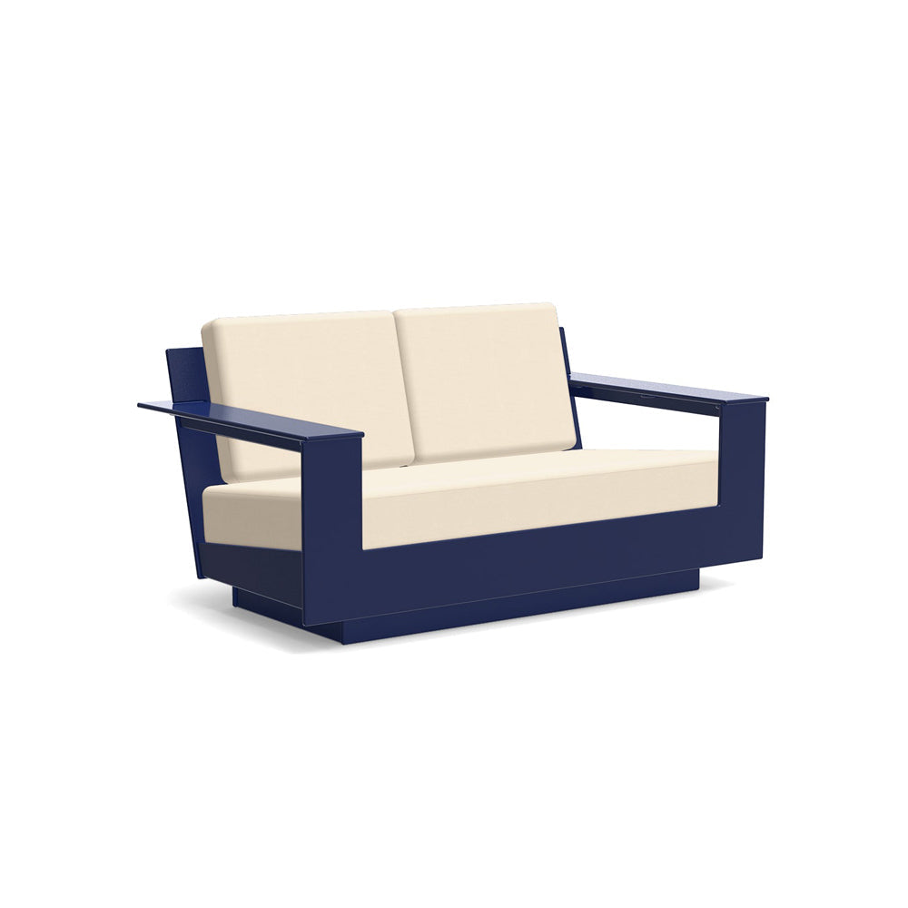 Nisswa Loveseat Sofas Loll Designs Navy Blue Canvas Flax 