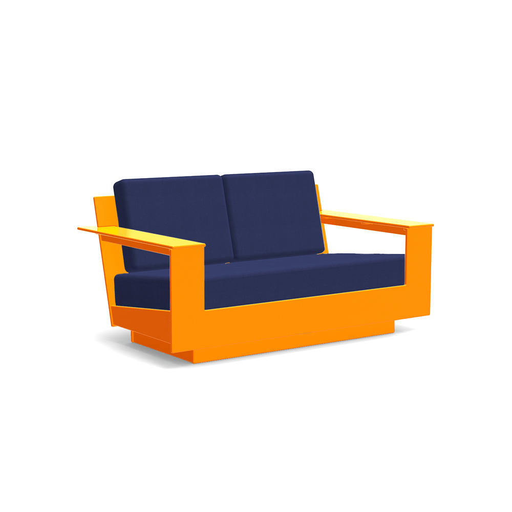 Nisswa Loveseat Sofas Loll Designs Sunset Orange Canvas Navy 