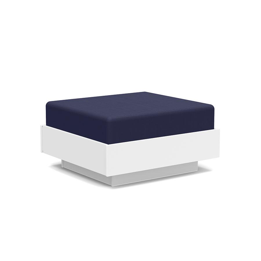 Nisswa Ottoman Ottoman Loll Designs Cloud White Canvas Navy 