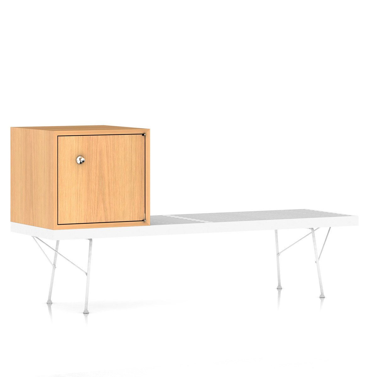 Nelson Basic Cabinet Small by Herman Miller side/end table herman miller Closed Cabinet, Right-Hinged Door Platform Bench-Mount Base Natural Oak Veneer