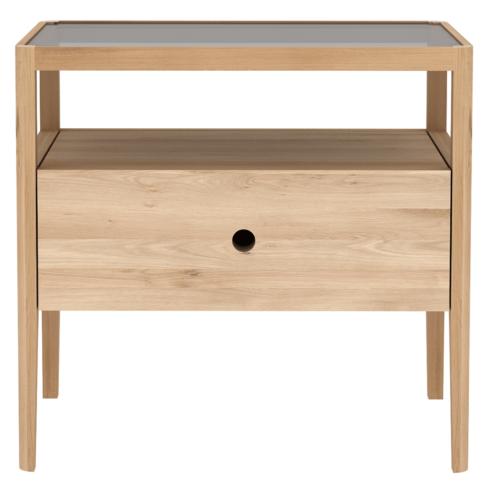 Oak Spindle Bedside Table storage Ethnicraft 