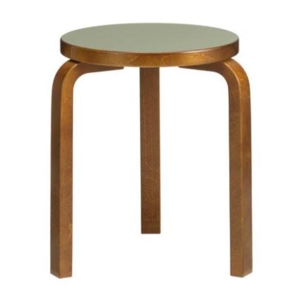 Stool 60 Stools Artek Olive Linoleum Seat - Legs Walnut Stained +$20.00 