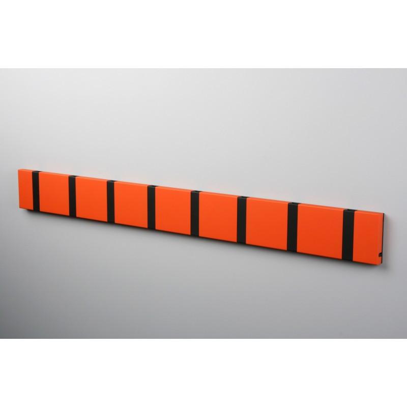 Knax Horizontal Colored Coat Hook Coat Hooks Loca 8 hooks Black Hot Orange