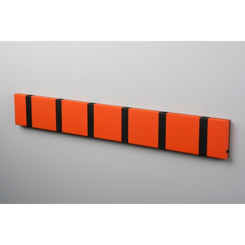 Knax Horizontal Colored Coat Hook Coat Hooks Loca 6 hooks Black Hot Orange