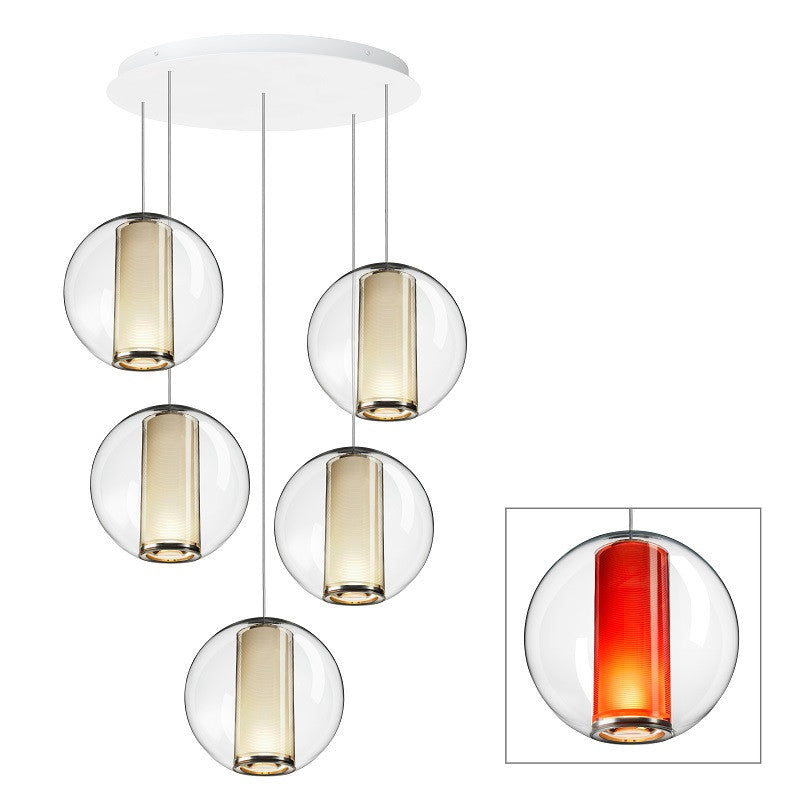 Bel Occhio Multi-Light Pendant hanging light Pablo Orange 5 Lights 