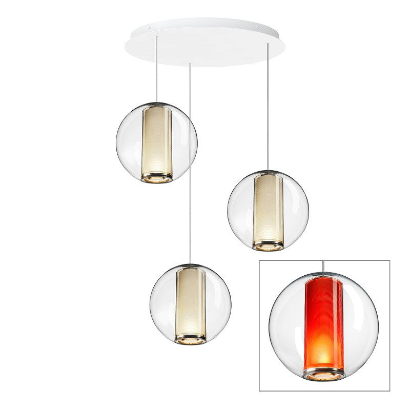 Bel Occhio Multi-Light Pendant hanging light Pablo Orange 3 Lights 