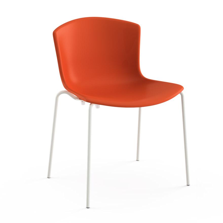 Bertoia Molded Shell Side Chair - Stacking Side/Dining Knoll Orange Red White 