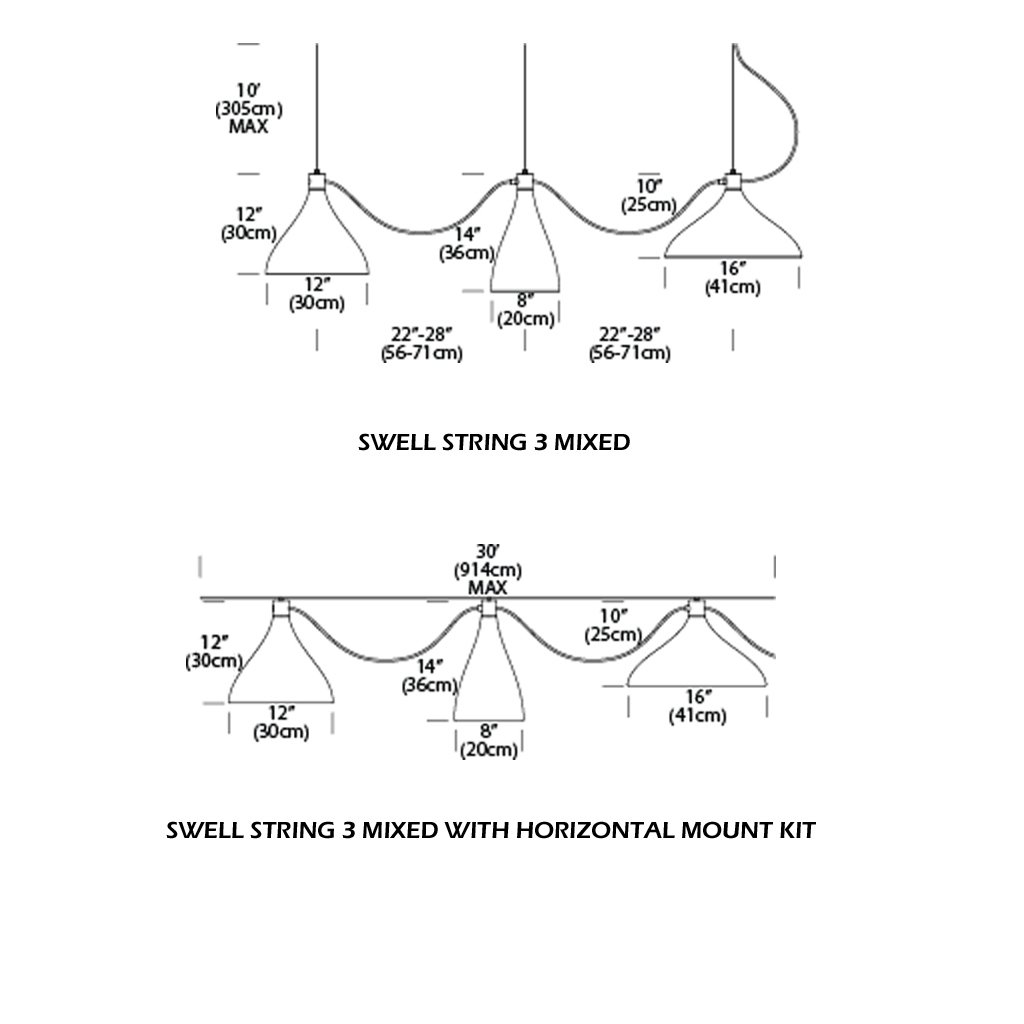 Swell String 3 Mixed Modular Suspension Light suspension lamps Pablo 